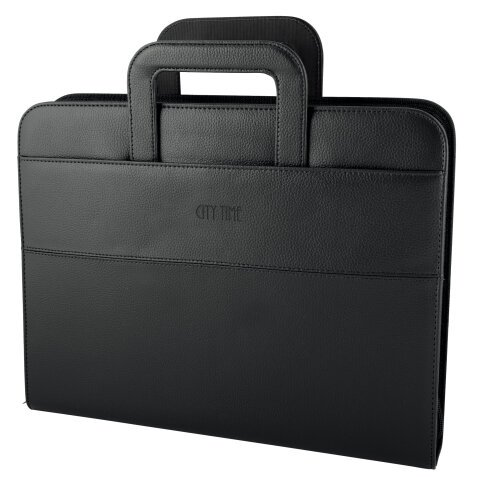 Portablocco - similpelle - c/anelli - nero - 28,5x36 cm - City Time