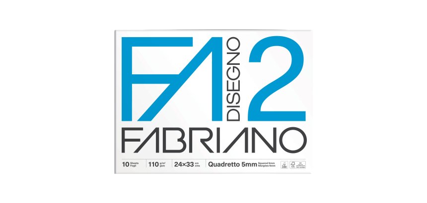 Album F2 - 24 x 33 cm - 10 fogli - 110 gr - quadretto 5mm - punto metallo - Fabriano