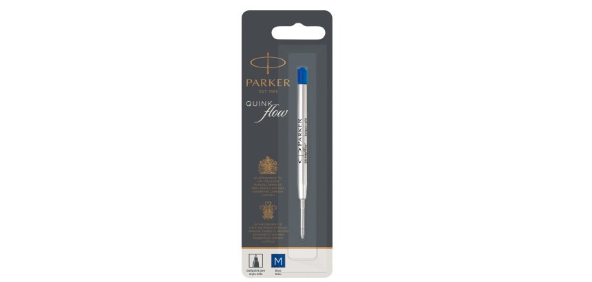 Refill sfera QuinkFlow - punta media - metallo - blu  - Parker