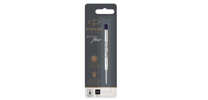 Refill sfera QuinkFlow - punta media - metallo - nero  - Parker