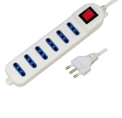 Presa multipla con interruttore - 6 prese bipasso 2P+T - cavo da 1.5 mt - MKC