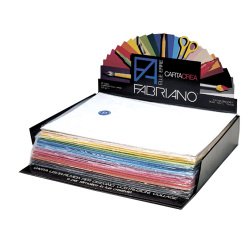 Cartoncino Cartacrea - 35x50cm - 220gr - colori assortiti - Fabriano - Expo 260 pezzi