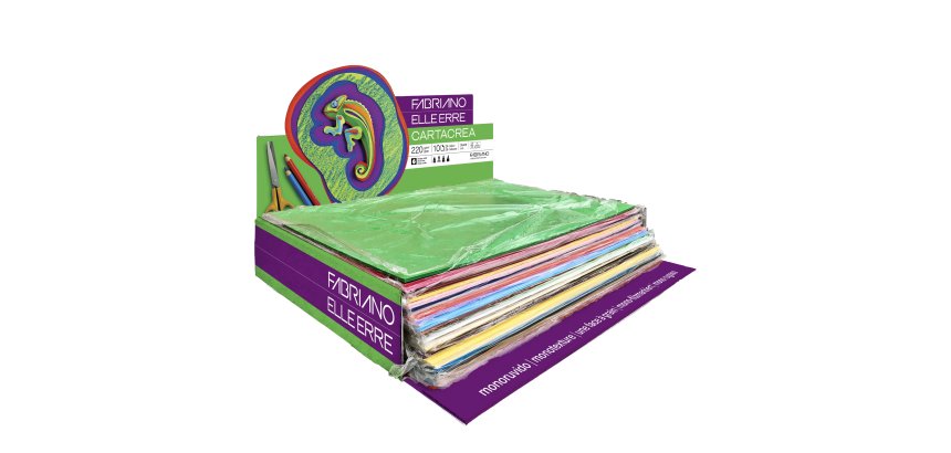 Cartoncino CartaCrea - 35 x 50 cm - 220 gr - colori assortiti - Fabriano - Expo 260 fogli