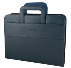 Portablocco - similpelle - c/anelli - blu - 28,5x36 cm - City Time