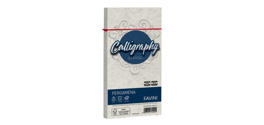 Busta Calligraphy Pergamena - 110 x 220 mm - 90 gr - perla 10 - Favini - conf. 25 pezzi