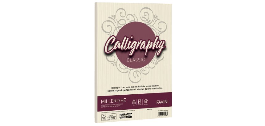 Carta Calligraphy Millerighe - A4 - 100 gr - avorio 02 - Favini - conf. 50 fogli