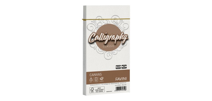 Busta Calligraphy Canvas - 110 x 220 mm - 100 gr - bianco 01 - Favini - conf. 25 pezzi