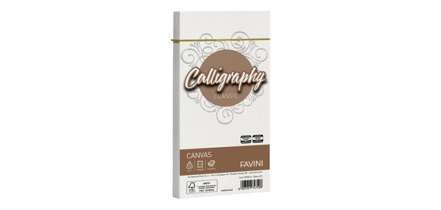 Busta Calligraphy Canvas - 110 x 220 mm - 100 gr - bianco 01 - Favini - conf. 25 pezzi