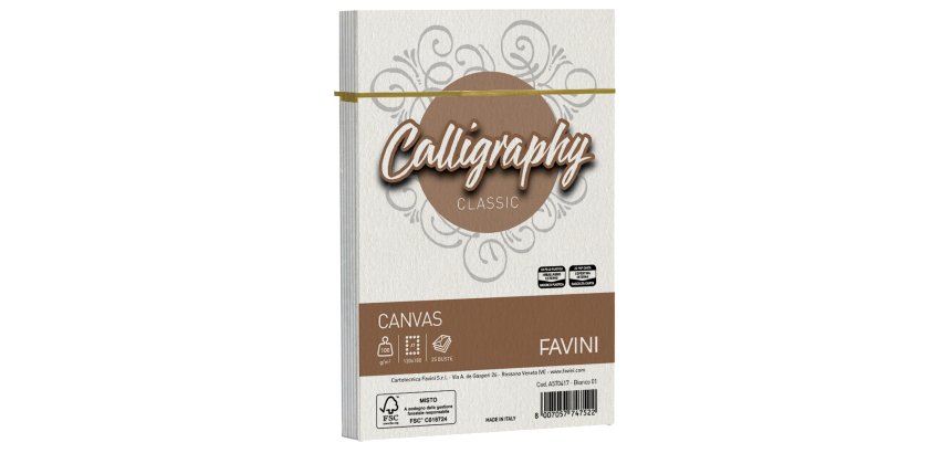 Busta Calligraphy Canvas - 120 x 180 mm - 100 gr - bianco 01 - Favini - conf. 25 pezzi