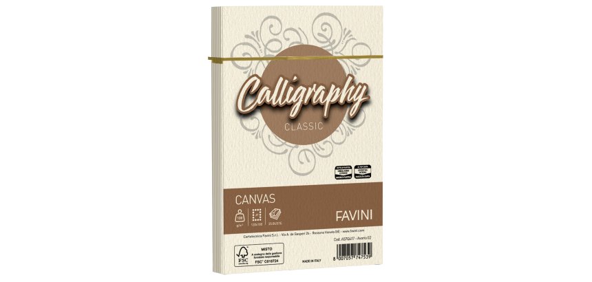Busta Calligraphy Canvas - 120 x 180 mm - 100 gr - avorio 02 - Favini - conf. 25 pezzi