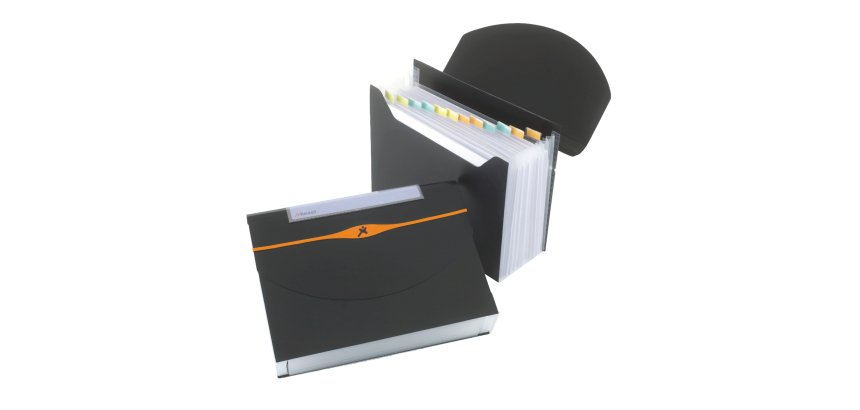 Portadocumenti a soffietto Optima - 13 tasche - 23 x 33 cm - PP- nero - Rexel