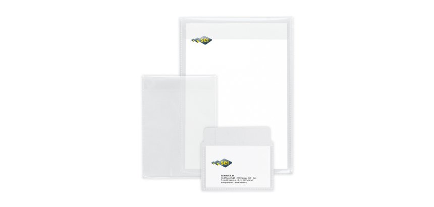 Buste con patella Soft P - PPL - 8,6 x 5,4 cm - liscio - trasparente - Sei Rota - conf. 25 pezzi