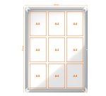 Bacheca per esterni - fondo magnetico bianco - 9 fogli A4 - verticale - Nobo