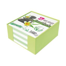 Contenitore in plastica con foglietti - bianco - 10 x 10 x 5cm - carta riciclata 100% - IKona+