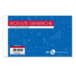 Blocco ricevute generiche - 2 copie autoricalcanti - 10 x 17cm - 50 fogli - BM