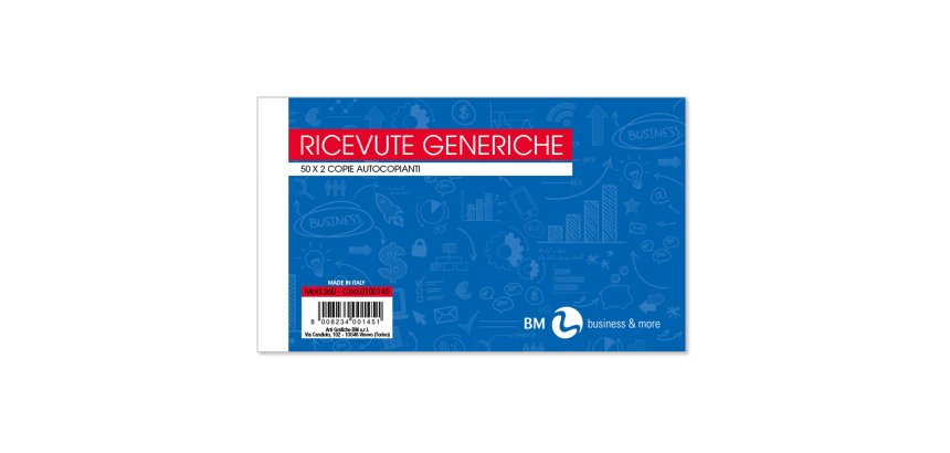 Blocco ricevute generiche - 2 copie autoricalcanti - 10 x 17cm - 50 fogli - BM
