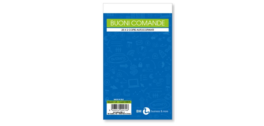 Blocco comande - 25 fogli 2 copie autoricalcanti - 10 x 17cm - BM