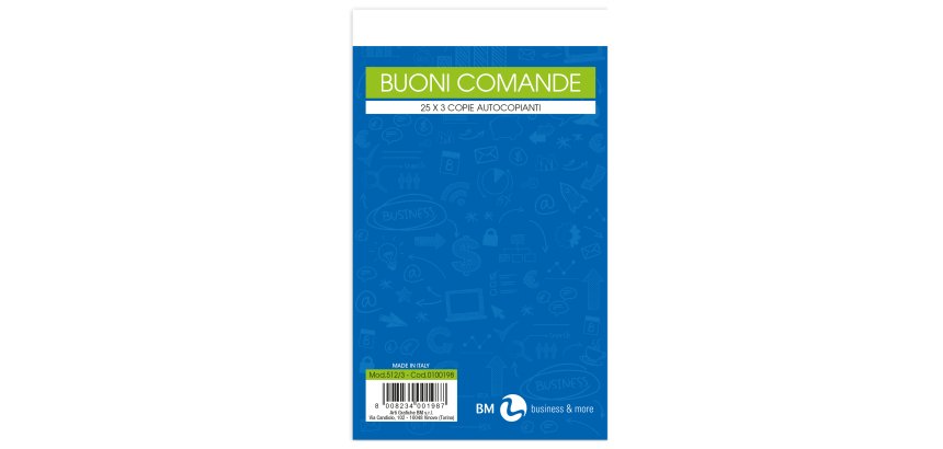 Blocco comande - 25 fogli - 3 copie autoricalcanti - 10 x 17cm - BM