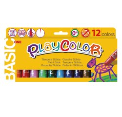 Tempera solida in stick Playcolor - 10gr - colori assortiti - Instant - astuccio 12 stick