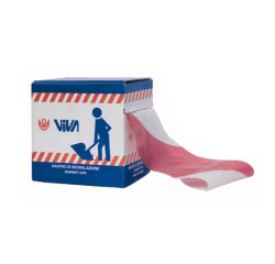 Nastro segnaletico di sicurezza - 7 cm x 200 m - PE - rosso/bianco - Viva