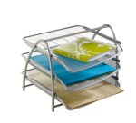 Vaschetta portacorrispondenza Mesh - 3 ripiani - 34 x 29 x 24,5 cm - rete metallica - argento - Alba