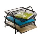 Vaschetta portacorrispondenza Mesh - 3 ripiani - 34 x 29 x 24,5 cm - rete metallica - nero - Alba