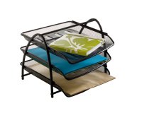 Vaschetta portacorrispondenza Mesh - 3 ripiani - 34 x 29 x 24,5 cm - rete metallica - nero - Alba
