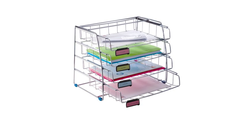 Set da 4 vaschette scorrevoli - 39 x 30 x 31,5 cm - vaschette 6,5 cm - metallo - Alba