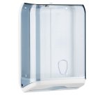 Dispenser asciugamani piegati C/V/Z - 28x13,7x37,5 cm - plastica - bianco/azzurro trasparente - Mar Plast