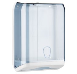 Dispenser asciugamani piegati - 28x13,7x37,5 cm - plastica - bianco/azzurro trasparente - Mar Plast