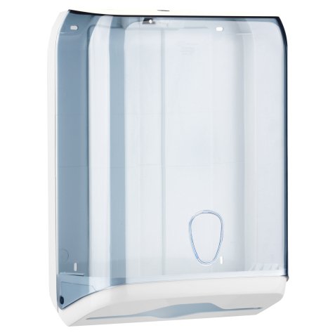 Dispenser asciugamani piegati - 28x13,7x37,5 cm - plastica - bianco/azzurro trasparente - Mar Plast