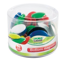 Bottoni magnetici tondi - misure e colori assortiti - Lebez - barattolo da 60 pezzi