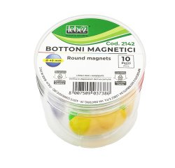 Bottoni magnetici tondi - diametro 4 cm - colori assortiti - Lebez - barattolo da 10 pezzi