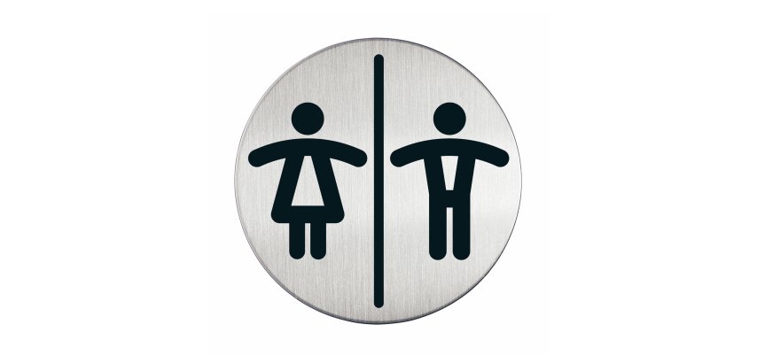 Pittogramma adesivo - WC donne/uomini - diametro 8,3 cm - acciaio - Durable