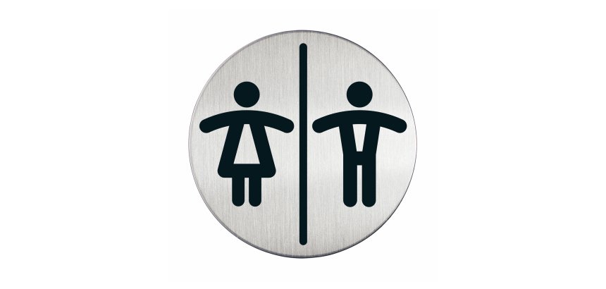 Pittogramma adesivo - WC donne/uomini - diametro 8,3 cm - acciaio - Durable