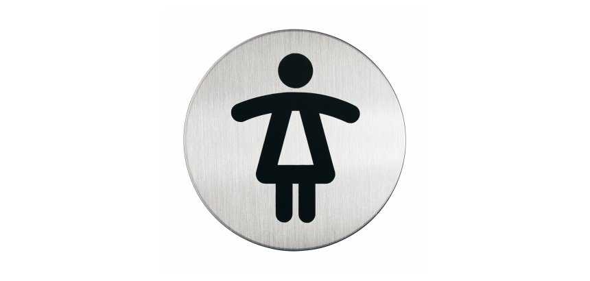 Pittogramma adesivo - WC donne - diametro 8,3 cm - acciaio - Durable