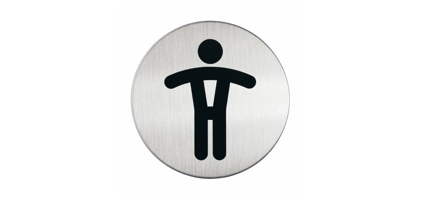 Pittogramma adesivo - WC uomini - diametro 8,3 cm - acciaio - Durable