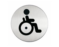 Pittogramma adesivo - WC diversamente abili - diametro 8,3 cm - acciaio - Durable