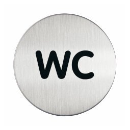 Pittogramma adesivo - WC - diametro 8,3 cm - acciaio - Durable