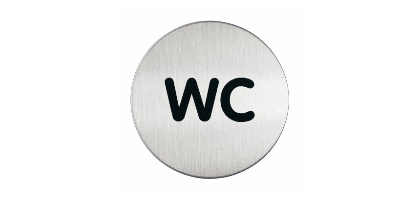 Pittogramma adesivo - WC - diametro 8,3 cm - acciaio - Durable