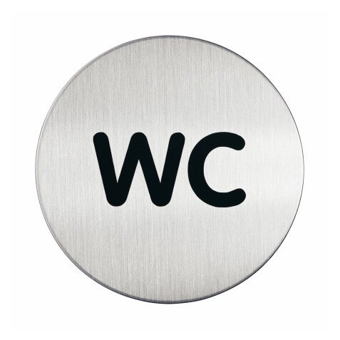 Pittogramma adesivo - WC - diametro 8,3 cm - acciaio - Durable