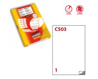 Etichette adesive C/503 - poliestere - laser - permanenti - 210 x 297 mm - 1 et/fg - 50 fogli - trasparente lucido - Markin