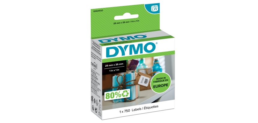 DYMO Authentic LabelWriter Small Multi-Purpose Labels | 25mm x 25mm | Roll of 750 Easy-Peel Labels | Self-Adhesive | for LabelWriter Label Makers