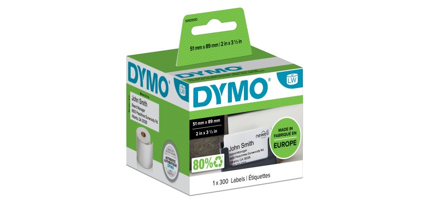 Rotolo 300 etichette LW S0929100 - 51 x 89 mm - carta - non adesiva - per badge - bianco - Dymo