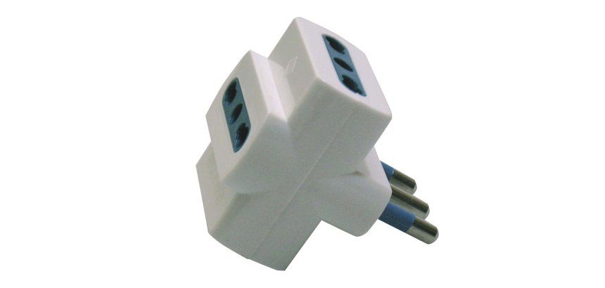 Adattatore triplo con spina 2P+T 16A - 3 prese bipasso 10/16A - MKC