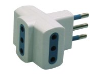 Adattatore triplo con spina 2P+T 10A - 3 prese 10A - MKC