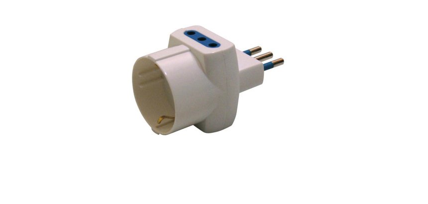 Adattatore triplo con spina 2P+T 10A - 2 prese 10A + 1 Schuko - MKC