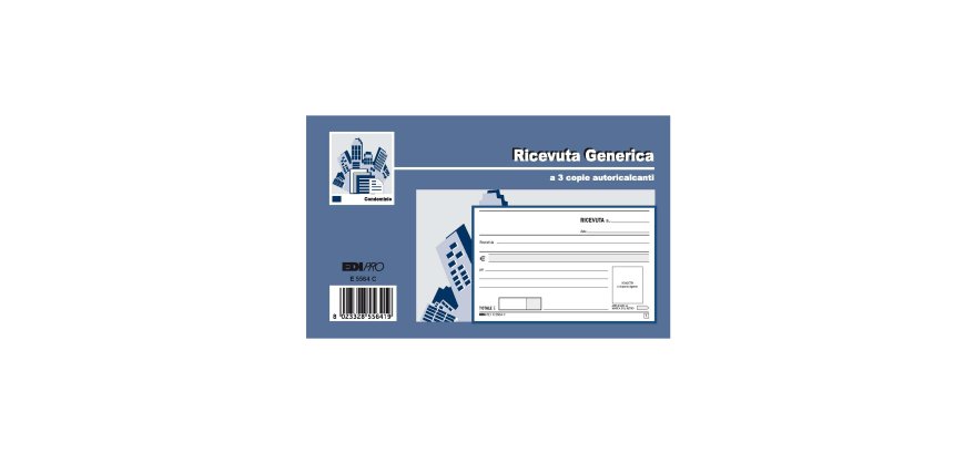Blocco ricevute generiche - 33 fogli 3 copie autoricalcanti - 9,9 x 17cm - Edipro