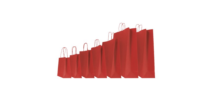 Shopper Twisted - maniglie cordino - 26 x 11 x 35 cm - carta kraft - rosso - Mainetti Bags - conf. 25 pezzi