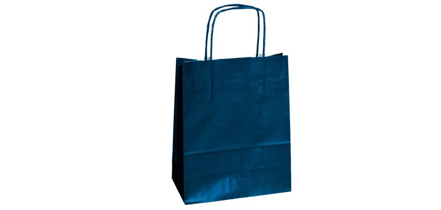 Shopper Twisted - maniglie cordino - 36 x 12 x 41 cm - carta kraft - blu - Mainetti Bags - conf. 25 pezzi